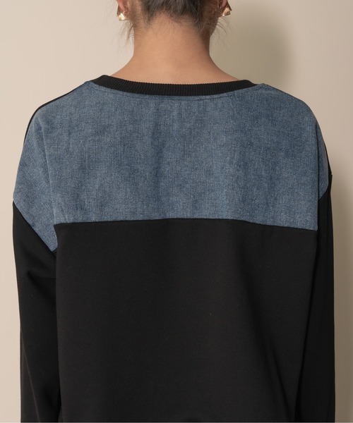 【ZOZO限定商品】デニムポケットドッキングトップス（スウェット）｜DOLLUPOOPS（ドールアップウップス）