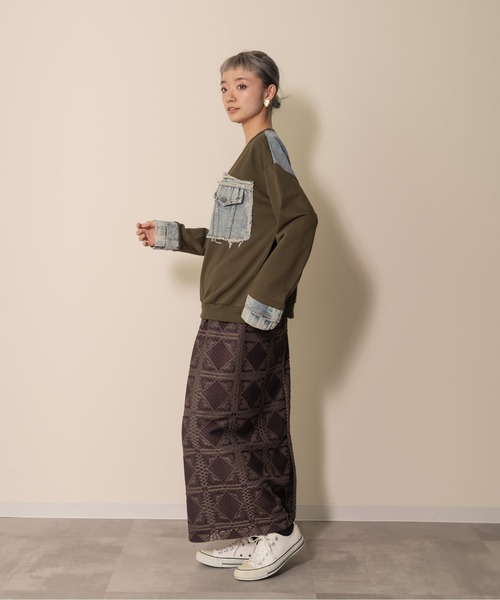 【ZOZO限定商品】デニムポケットドッキングトップス（スウェット）｜DOLLUPOOPS（ドールアップウップス）