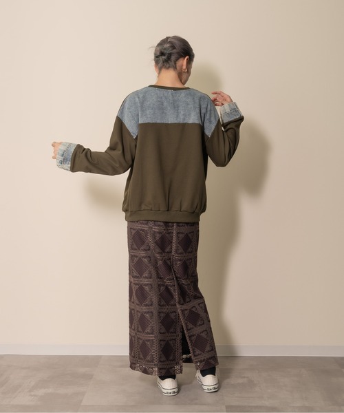 【ZOZO限定商品】デニムポケットドッキングトップス（スウェット）｜DOLLUPOOPS（ドールアップウップス）