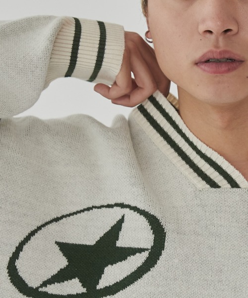 WEGO（ウィゴー）の「WEGO/ラインリブゲームロゴプルオーバー（ニット/セーター・メンズ・ネイビー/ホワイト・LARGE/MEDIUM）」の7枚目の写真