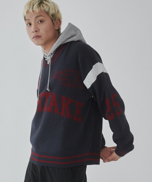 WEGO（ウィゴー）の「WEGO/ラインリブゲームロゴプルオーバー（ニット/セーター・メンズ・ネイビー/ホワイト・LARGE/MEDIUM）」の16枚目の写真