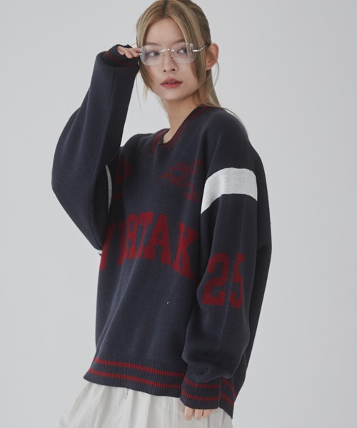 WEGO（ウィゴー）の「WEGO/ラインリブゲームロゴプルオーバー（ニット/セーター・メンズ・ネイビー/ホワイト・LARGE/MEDIUM）」の19枚目の写真