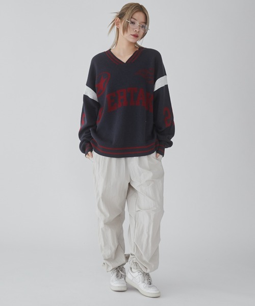 WEGO（ウィゴー）の「WEGO/ラインリブゲームロゴプルオーバー（ニット/セーター・メンズ・ネイビー/ホワイト・LARGE/MEDIUM）」の20枚目の写真