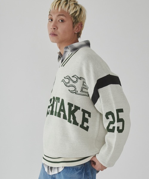 WEGO（ウィゴー）の「WEGO/ラインリブゲームロゴプルオーバー（ニット/セーター・メンズ・ネイビー/ホワイト・LARGE/MEDIUM）」の8枚目の写真