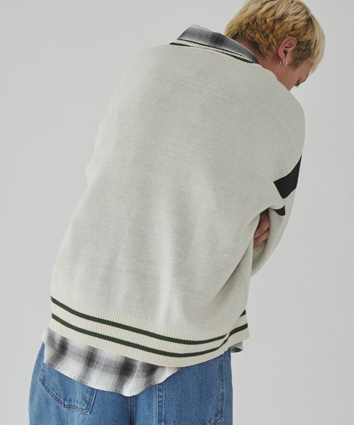 WEGO（ウィゴー）の「WEGO/ラインリブゲームロゴプルオーバー（ニット/セーター・メンズ・ネイビー/ホワイト・LARGE/MEDIUM）」の9枚目の写真