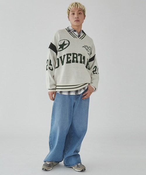 WEGO（ウィゴー）の「WEGO/ラインリブゲームロゴプルオーバー（ニット/セーター・メンズ・ネイビー/ホワイト・LARGE/MEDIUM）」の10枚目の写真