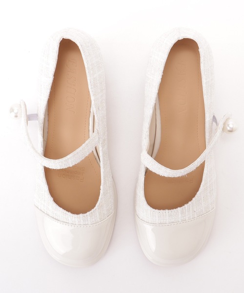 Lace Ladies(レースレディース)の「ツイード ドッキング ストラップ チャンキー パンプス(パンプス・レディース・アイボリー・22.5cm/23cm/23.5cm/24cm/24.5cm)」の3枚目の写真