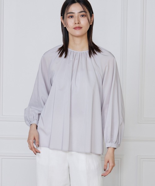 I.T.'S international（イッツインターナショナル）の「ラグランギャザーブラウス（シャツ/ブラウス・レディース・サックスブルー/オレンジ/グレー/オフホワイト・フリー）」の2枚目の写真