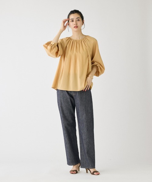 I.T.'S international（イッツインターナショナル）の「ラグランギャザーブラウス（シャツ/ブラウス・レディース・サックスブルー/オレンジ/グレー/オフホワイト・フリー）」の13枚目の写真