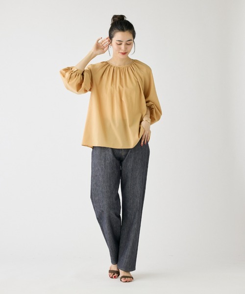 I.T.'S international（イッツインターナショナル）の「ラグランギャザーブラウス（シャツ/ブラウス・レディース・サックスブルー/オレンジ/グレー/オフホワイト・フリー）」の14枚目の写真