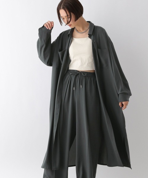 LEPSIM(レプシィム)の「マルチメリットカルゼ長袖ワンピース 242484(ワンピース・レディース・カーキ/アイボリー/チャコールグレー・FREE)」の7枚目の写真