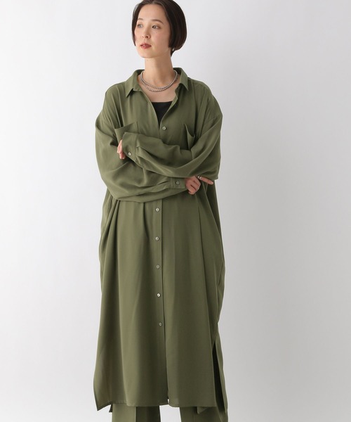 LEPSIM(レプシィム)の「マルチメリットカルゼ長袖ワンピース 242484(ワンピース・レディース・カーキ/アイボリー/チャコールグレー・FREE)」の16枚目の写真