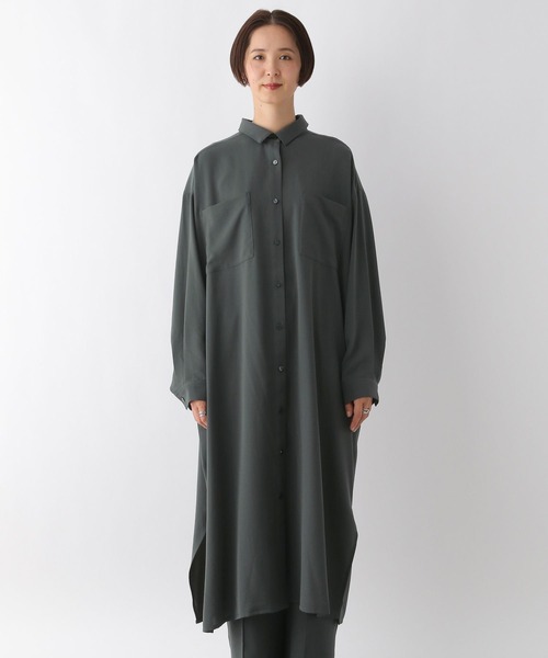 LEPSIM(レプシィム)の「マルチメリットカルゼ長袖ワンピース 242484(ワンピース・レディース・カーキ/アイボリー/チャコールグレー・FREE)」の19枚目の写真