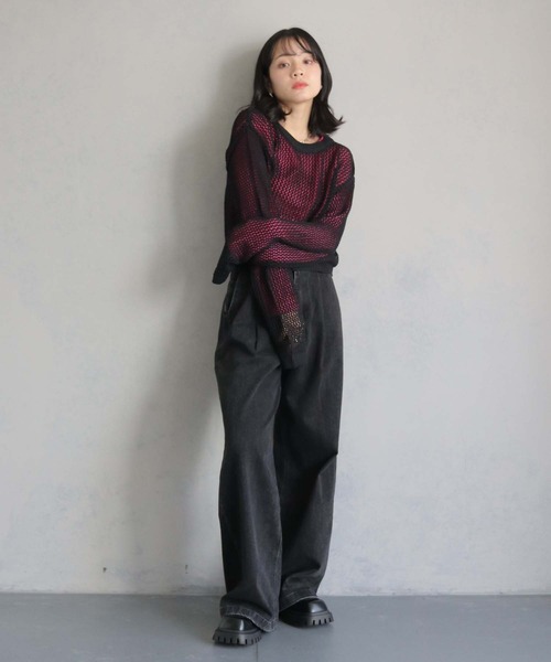cheriella（シェリエラ）の「【cheriella】メッシュニット×シアートップス 2枚SET MESH KNIT × SHEER TOPS 2-PIECE SET（ニット/セーター・レディース・ピンク/パープル/ブルー/アイボリー・M）」の7枚目の写真