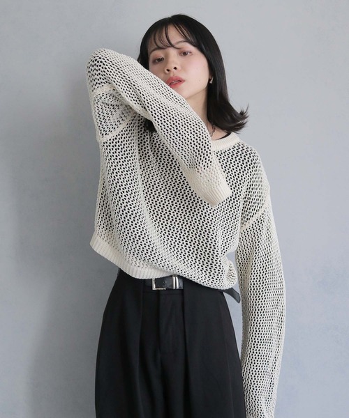 cheriella（シェリエラ）の「【cheriella】メッシュニット×シアートップス 2枚SET MESH KNIT × SHEER TOPS 2-PIECE SET（ニット/セーター・レディース・ピンク/パープル/ブルー/アイボリー・M）」の21枚目の写真