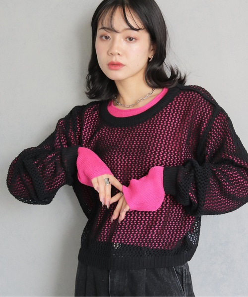 cheriella】メッシュニット×シアートップス 2枚SET（ニット