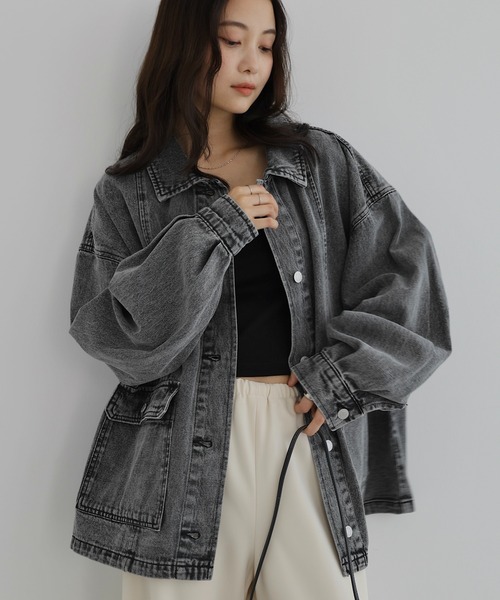 オーバーサイズミドル丈デニムジャケット（デニムジャケット