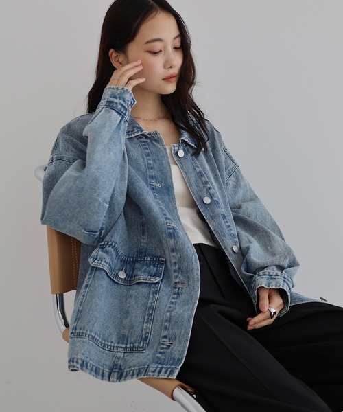 セール】オーバーサイズミドル丈デニムジャケット（デニムジャケット