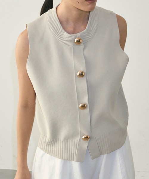 セール】Gold Big Button Vest / ゴールドビックボタンベスト