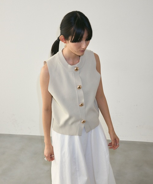 セール】Gold Big Button Vest / ゴールドビックボタンベスト