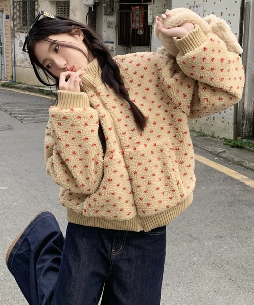 【セール】裏キルディング付きボアブルゾン/ショート丈コート（ブルゾン）｜DIAVEL（ディアベル）