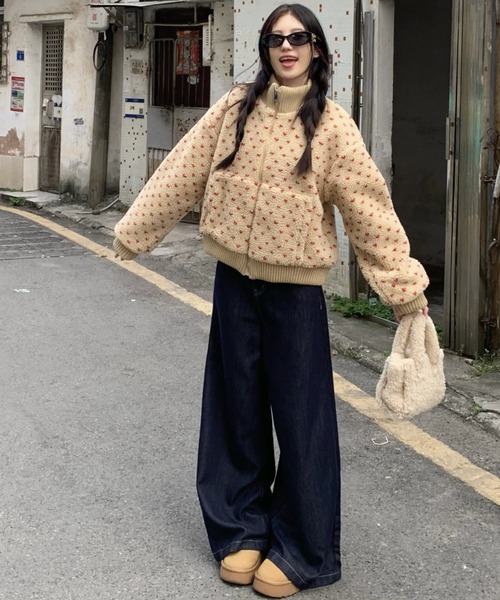 【セール】裏キルディング付きボアブルゾン/ショート丈コート（ブルゾン）｜DIAVEL（ディアベル）