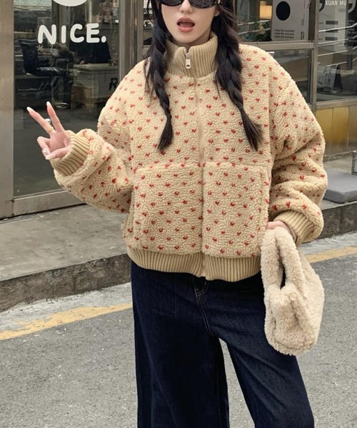 【セール】裏キルディング付きボアブルゾン/ショート丈コート（ブルゾン）｜DIAVEL（ディアベル）