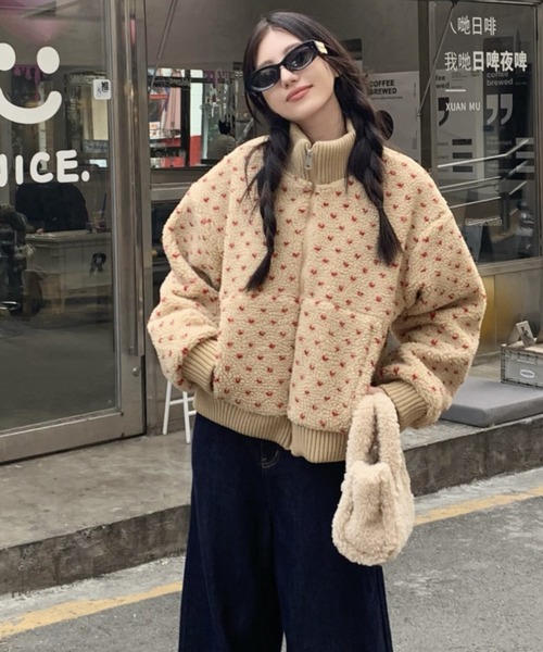 【セール】裏キルディング付きボアブルゾン/ショート丈コート（ブルゾン）｜DIAVEL（ディアベル）