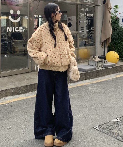 【セール】裏キルディング付きボアブルゾン/ショート丈コート（ブルゾン）｜DIAVEL（ディアベル）