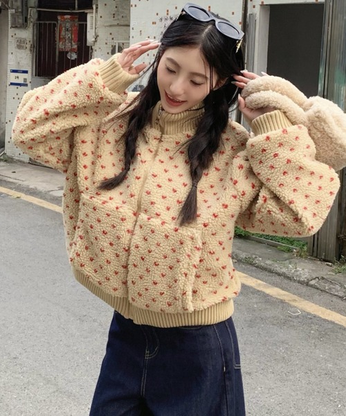 【セール】裏キルディング付きボアブルゾン/ショート丈コート（ブルゾン）｜DIAVEL（ディアベル）