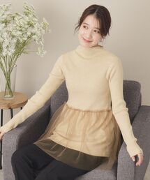 【手洗い可】チュールペプラムニット