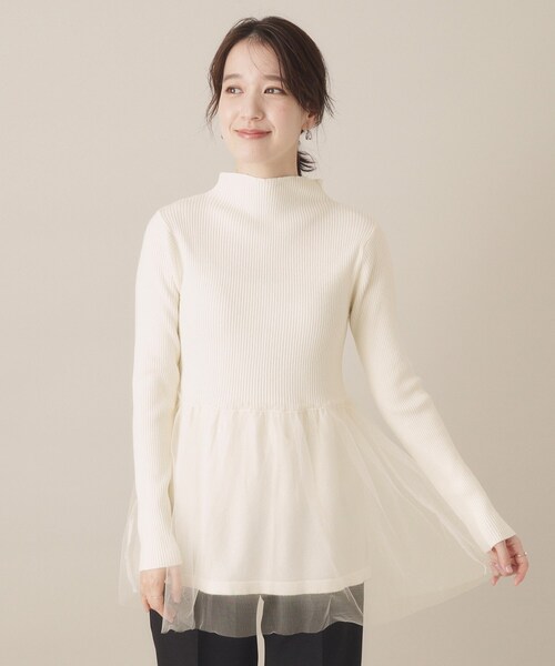 ITS'DEMO（イッツデモ）の「【手洗い可】チュールペプラムニット（ニット/セーター・レディース・ライトベージュ/ブラック/オフホワイト・00）」の16枚目の写真