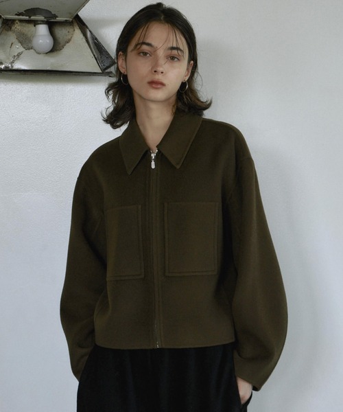 セール】WOOL SHORT ZIP JACKET COAT/ウールショートジップジャケット