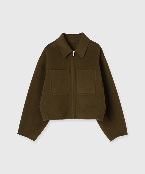 セール】WOOL SHORT ZIP JACKET COAT/ウールショートジップジャケット