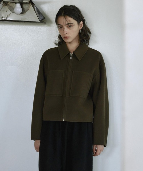 セール】WOOL SHORT ZIP JACKET COAT/ウールショートジップジャケット