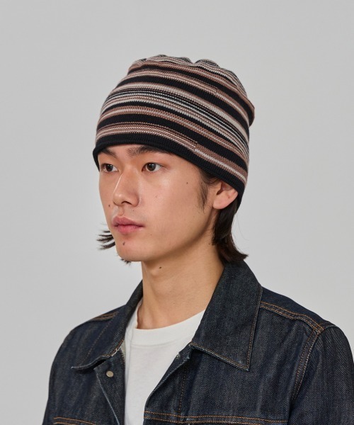 OVERRIDE（オーバーライド）の「OVERRIDE  OGC MULTI STRIPE BEANIE / オーバーライド（ニットキャップ/ビーニー・メンズ・ブラック/グリーン/ベージュ・57~59cm）」の8枚目の写真
