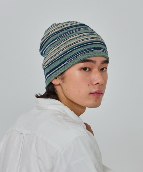 OVERRIDE（オーバーライド）の「OVERRIDE  OGC MULTI STRIPE BEANIE / オーバーライド（ニットキャップ/ビーニー・メンズ・ブラック/グリーン/ベージュ・57~59cm）」の13枚目の写真