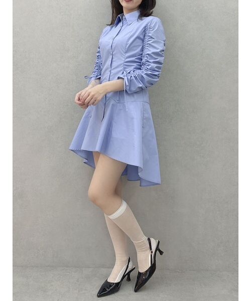 dazzlin（ダズリン）の「ギャザースリーブイレヘムシャツワンピース（ワンピース・レディース・ブルー/グレー/その他1・SMALL/MEDIUM）」の2枚目の写真