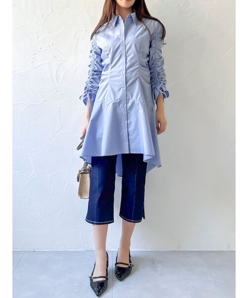 dazzlin（ダズリン）の「ギャザースリーブイレヘムシャツワンピース（ワンピース・レディース・ブルー/グレー/その他1・SMALL/MEDIUM）」の15枚目の写真