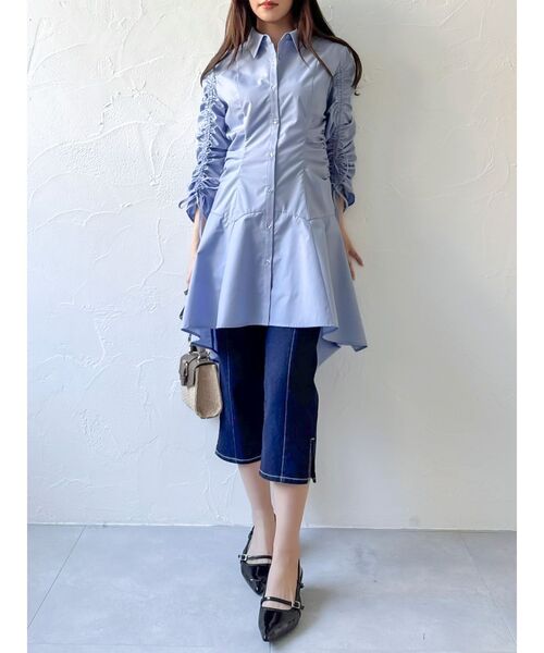 dazzlin（ダズリン）の「ギャザースリーブイレヘムシャツワンピース（ワンピース・レディース・ブルー/グレー/その他1・SMALL/MEDIUM）」の16枚目の写真