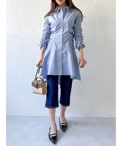 dazzlin（ダズリン）の「ギャザースリーブイレヘムシャツワンピース（ワンピース・レディース・ブルー/グレー/その他1・SMALL/MEDIUM）」の17枚目の写真