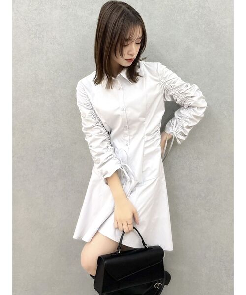 dazzlin（ダズリン）の「ギャザースリーブイレヘムシャツワンピース（ワンピース・レディース・ブルー/グレー/その他1・SMALL/MEDIUM）」の11枚目の写真