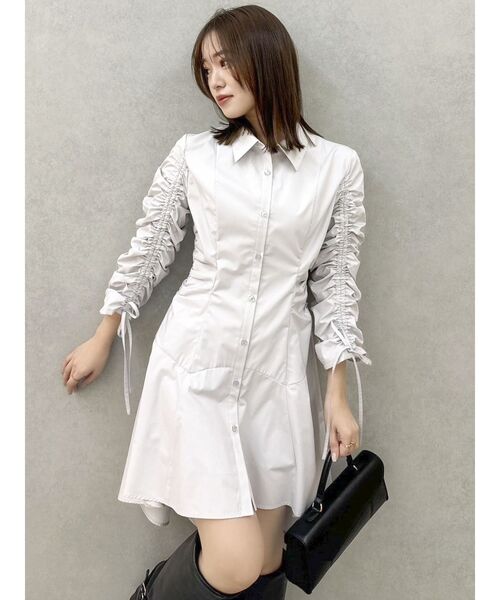 dazzlin（ダズリン）の「ギャザースリーブイレヘムシャツワンピース（ワンピース・レディース・ブルー/グレー/その他1・SMALL/MEDIUM）」の12枚目の写真