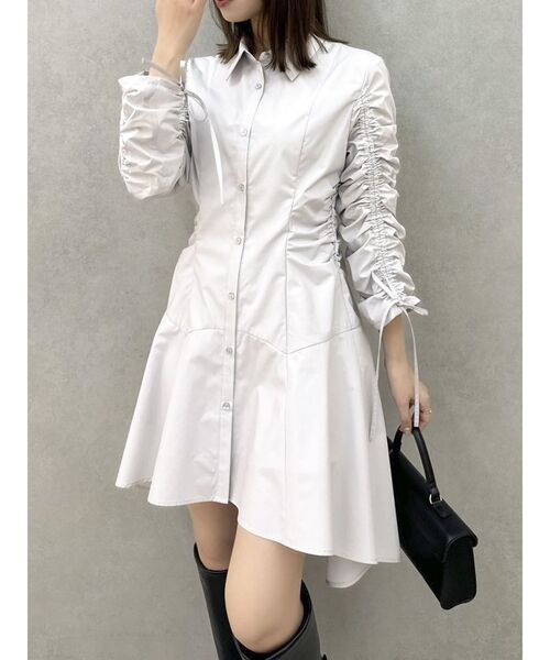 dazzlin（ダズリン）の「ギャザースリーブイレヘムシャツワンピース（ワンピース・レディース・ブルー/グレー/その他1・SMALL/MEDIUM）」の13枚目の写真