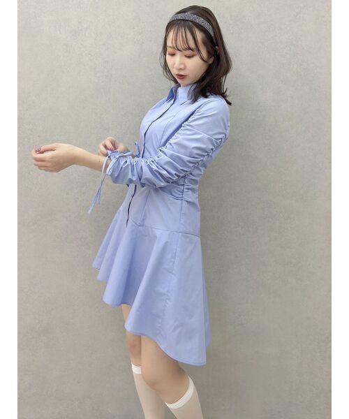 dazzlin（ダズリン）の「ギャザースリーブイレヘムシャツワンピース（ワンピース・レディース・ブルー/グレー/その他1・SMALL/MEDIUM）」の7枚目の写真