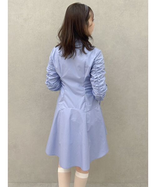 dazzlin（ダズリン）の「ギャザースリーブイレヘムシャツワンピース（ワンピース・レディース・ブルー/グレー/その他1・SMALL/MEDIUM）」の9枚目の写真