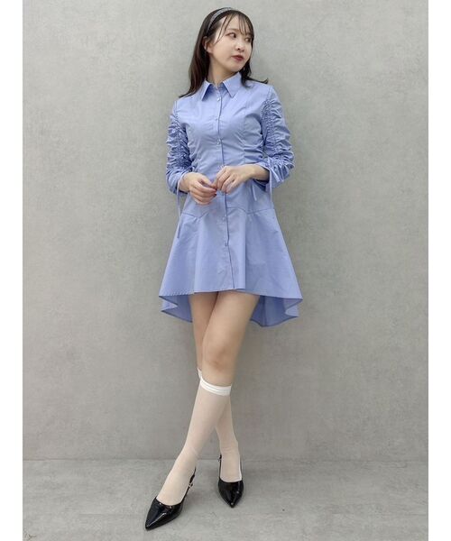 dazzlin（ダズリン）の「ギャザースリーブイレヘムシャツワンピース（ワンピース・レディース・ブルー/グレー/その他1・SMALL/MEDIUM）」の10枚目の写真