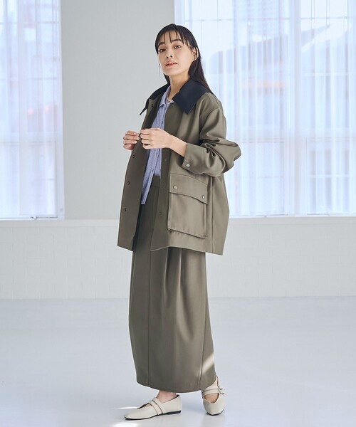 RONEL(ロネル)の「バイカラーワークブルゾン(ブルゾン・レディース・ナチュラル/ダークグリーン・S/M/L)」の14枚目の写真