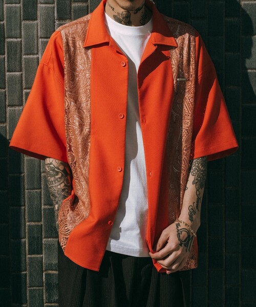 Subciety（サブサエティ）の「Lace panel shirt（シャツ/ブラウス・メンズ・ブラック/アイボリー/オレンジ・LARGE/MEDIUM/SMALL/X-LARGE）」の12枚目の写真