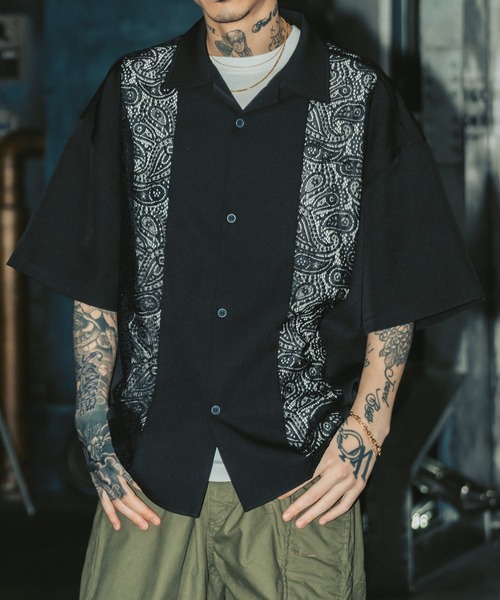 Subciety（サブサエティ）の「Lace panel shirt（シャツ/ブラウス・メンズ・ブラック/アイボリー/オレンジ・LARGE/MEDIUM/SMALL/X-LARGE）」の2枚目の写真